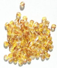 100 4mm Faceted Crystal, Yellow, & Smoke Topaz Firepolish Beads